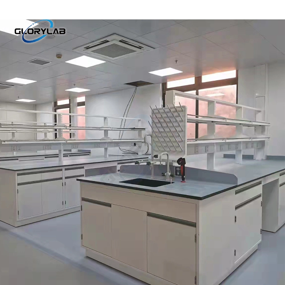 Steel Laboratory Furniture Central Bench with Reagent Shelf Following Sefa8m-2016 Standard