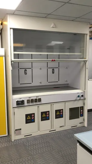 Campana de extracción de laboratorio resistente a productos químicos y ahorro de energía con marco vertical, 50/60 Hz, 115/220 V